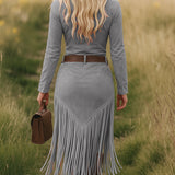 Sierra Western Fringe Zip Midi Dress