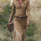 Sierra Western Fringe Zip Midi Dress
