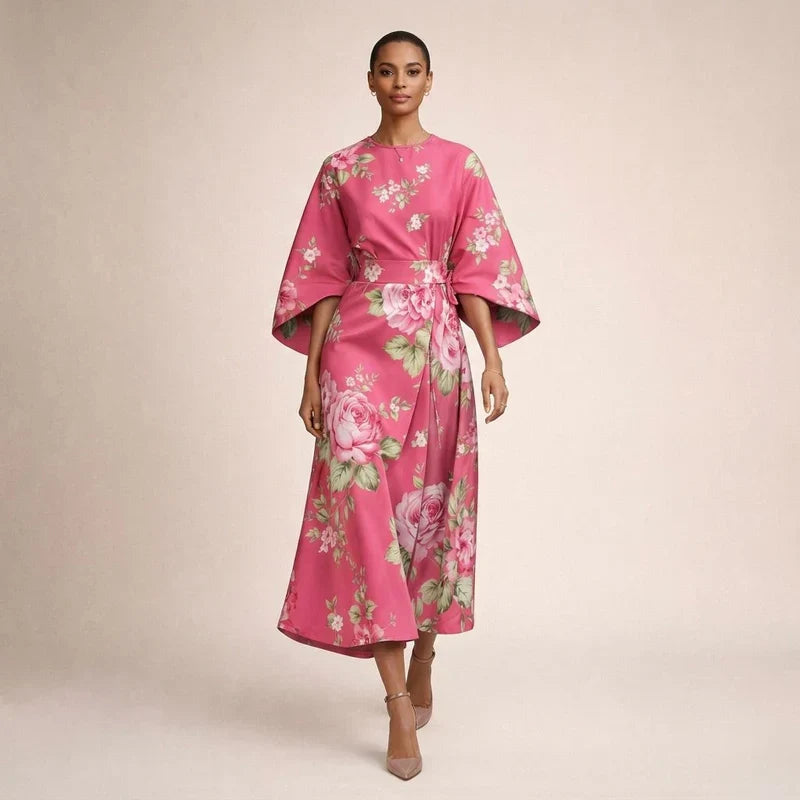 Saoirse - Floral Midi with Sculpted Waist