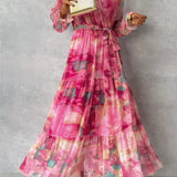 ZOEY | Vibrant Floral Wrap Dress with Flattering Tiered Silhouette
