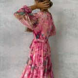 ZOEY | Vibrant Floral Wrap Dress with Flattering Tiered Silhouette