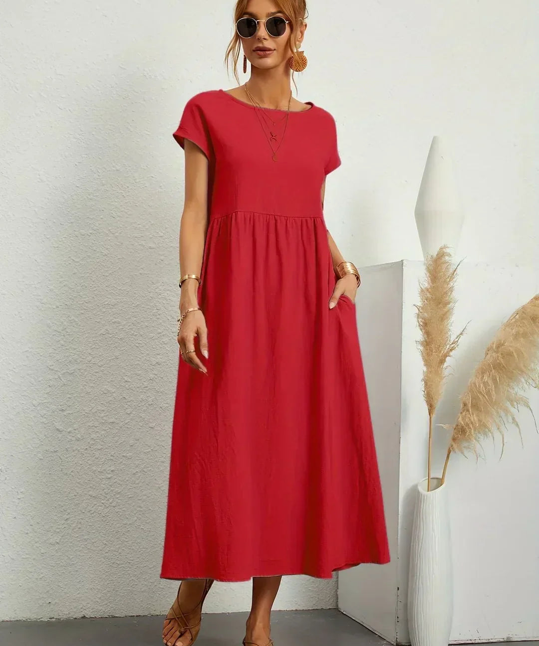 Hannah - Flowing Midi Dress of Timeless Elegance