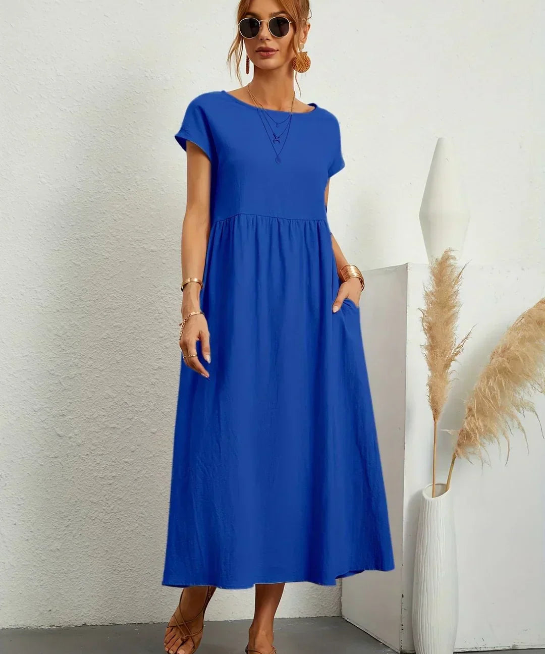 Hannah - Flowing Midi Dress of Timeless Elegance