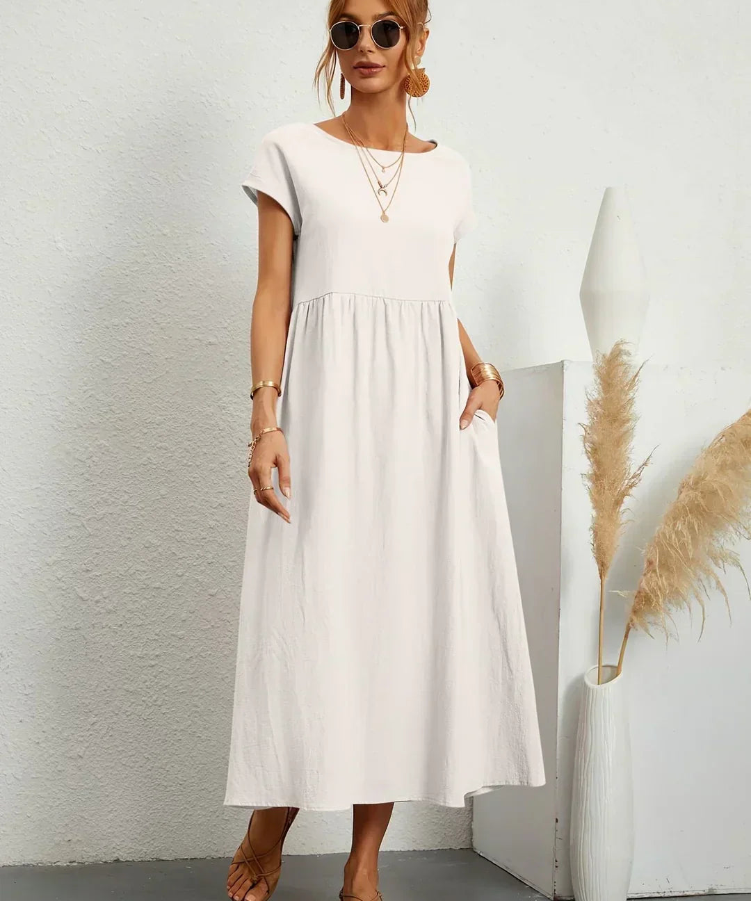 Hannah - Flowing Midi Dress of Timeless Elegance