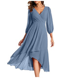 VITTORIA | Elegant dress with asymmetric hem and flowing sleeves. Refined look for any occasion