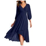 VITTORIA | Elegant dress with asymmetric hem and flowing sleeves. Refined look for any occasion