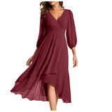 VITTORIA | Elegant dress with asymmetric hem and flowing sleeves. Refined look for any occasion