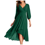 VITTORIA | Elegant dress with asymmetric hem and flowing sleeves. Refined look for any occasion