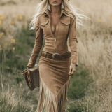 Sierra Western Fringe Zip Midi Dress