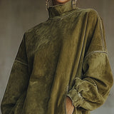 Savana Fringe™ | Vintage Suede Turtleneck Mini Dress