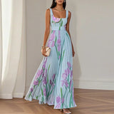 LYRA | Elegant Floral Maxi Dress with Flattering Pleated Silhouette