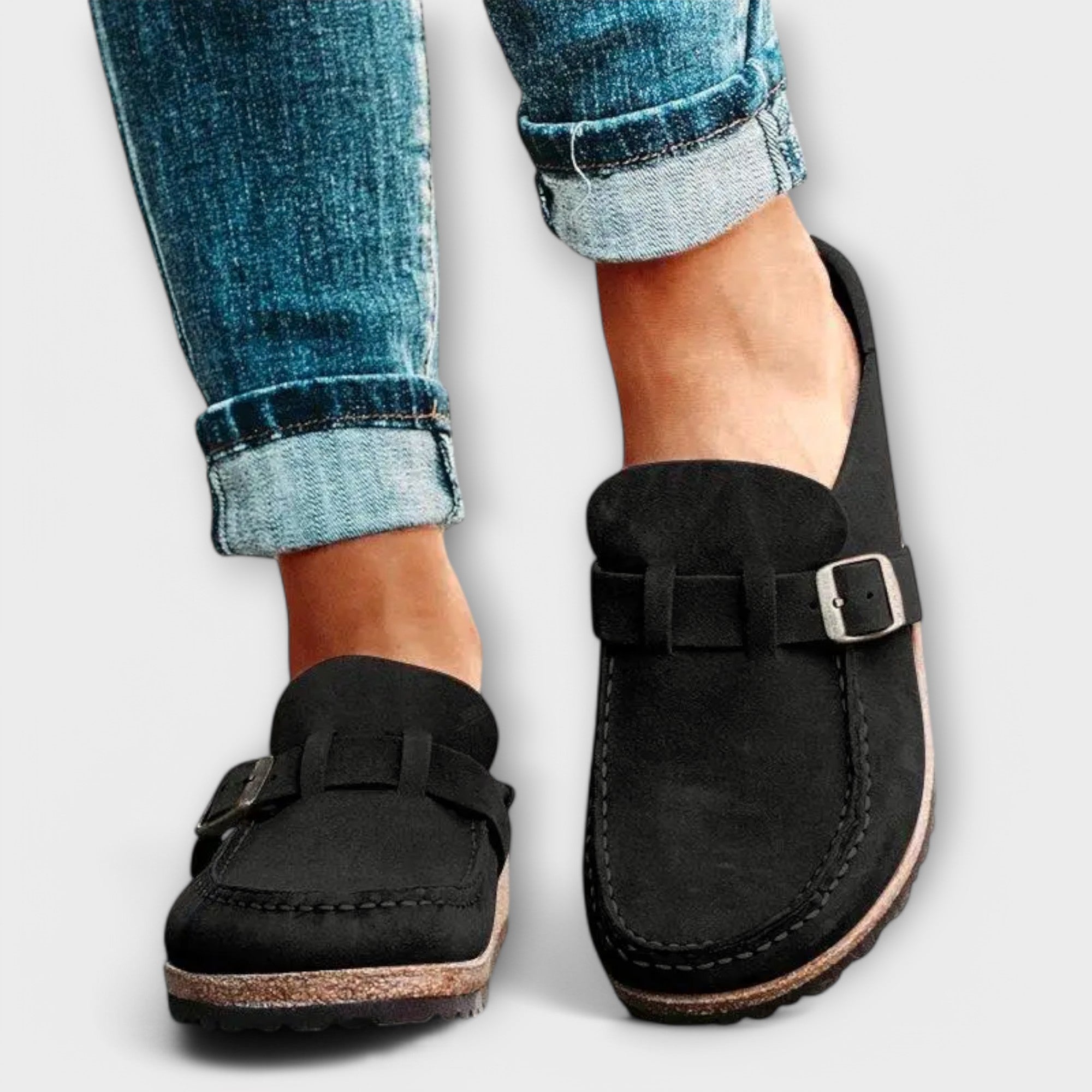 Orthopaedic Women's Moccasins with Decorative Buckle