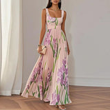 LYRA | Elegant Floral Maxi Dress with Flattering Pleated Silhouette