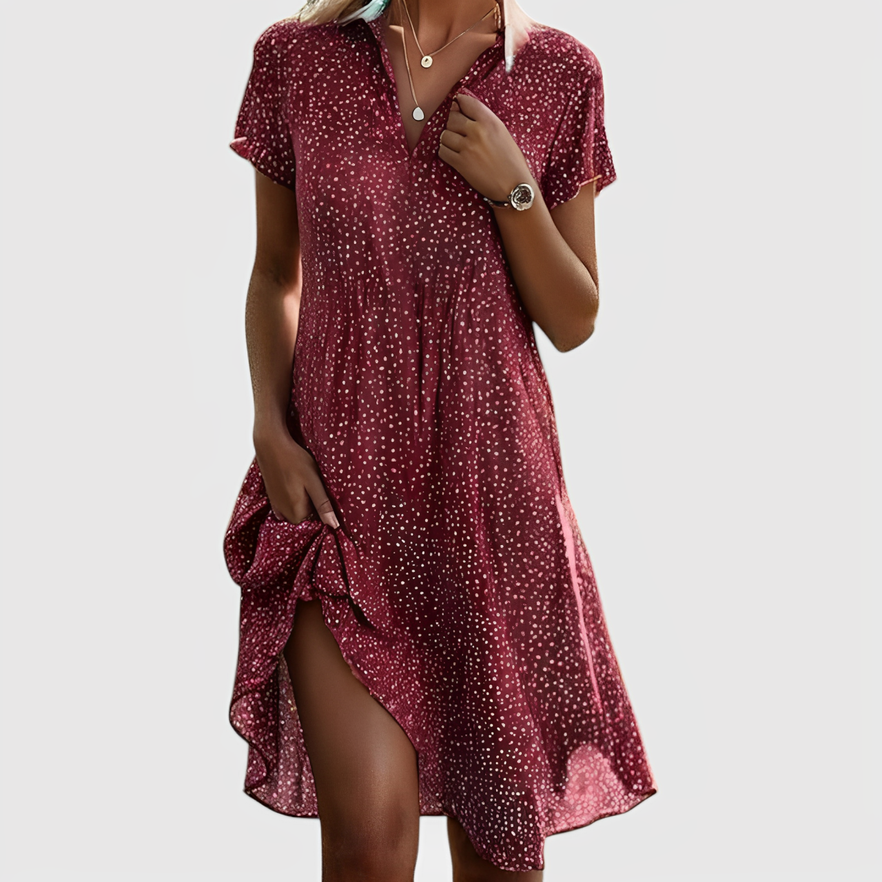 Lina | Midi Dress with Short Sleeves