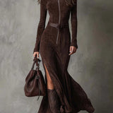 Vintage Belted Maxi Dress