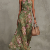 LIVIA | ELEGANT FLORAL HALTER MAXI DRESS