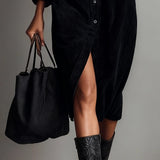 Sienna Soft Corduroy Button-Down Midi Dress