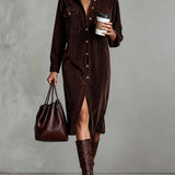 Isla™ | Sophisticated Suede Dress Cocoa Brown