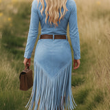 Sierra Western Fringe Zip Midi Dress