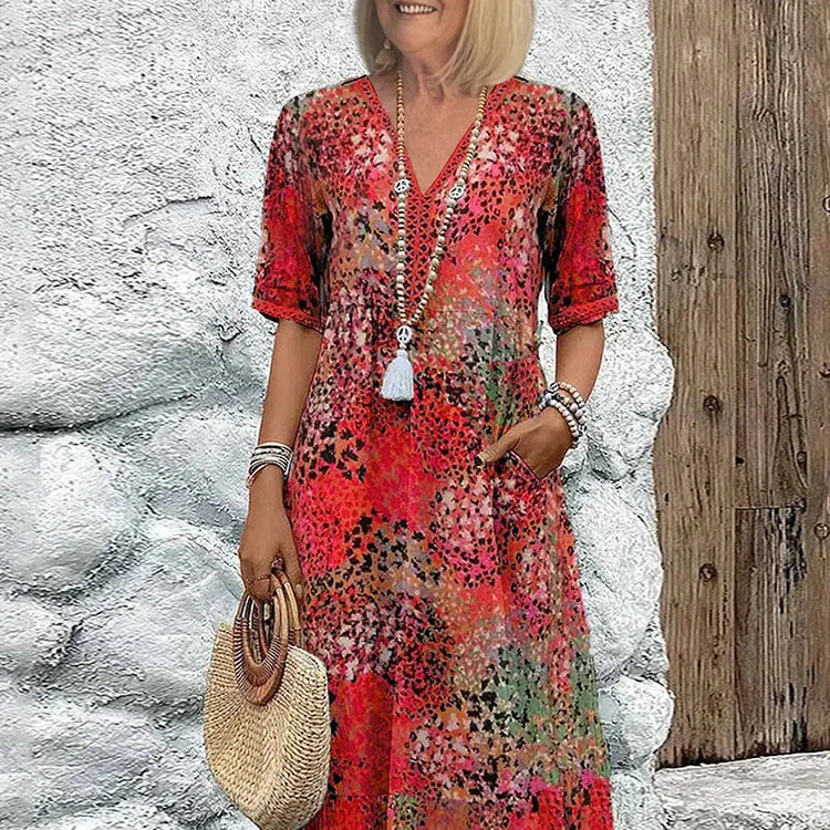 Dorina | V-Neck Dress with Print