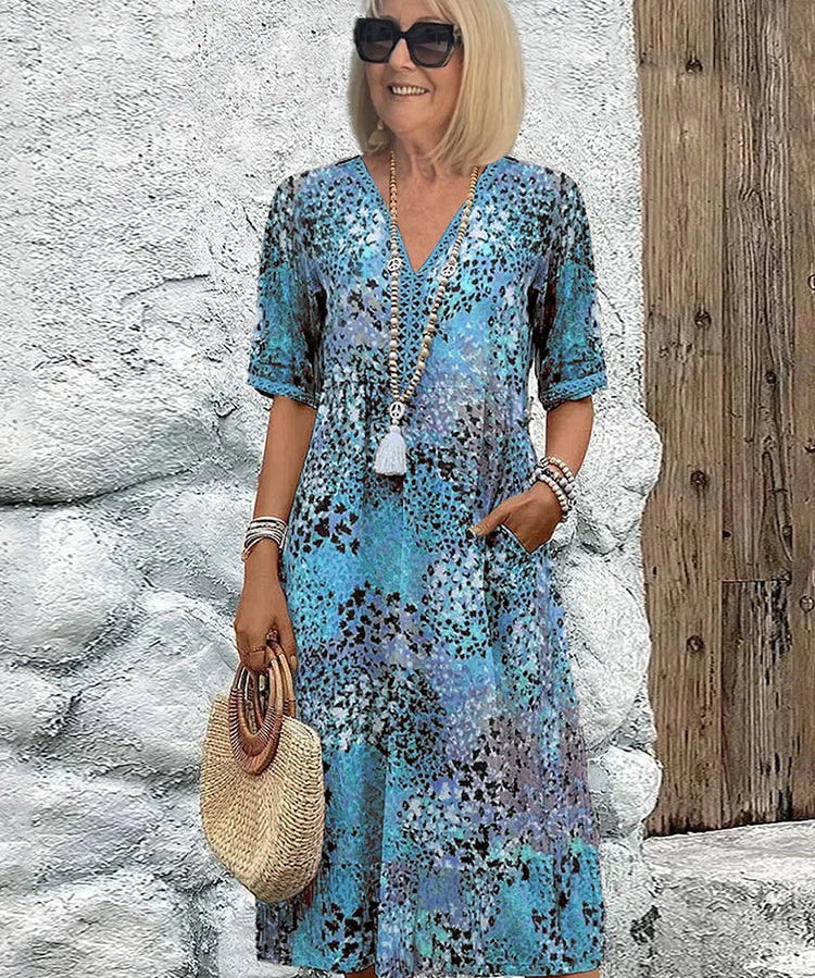 Niamh - V-Neck Dress with Print