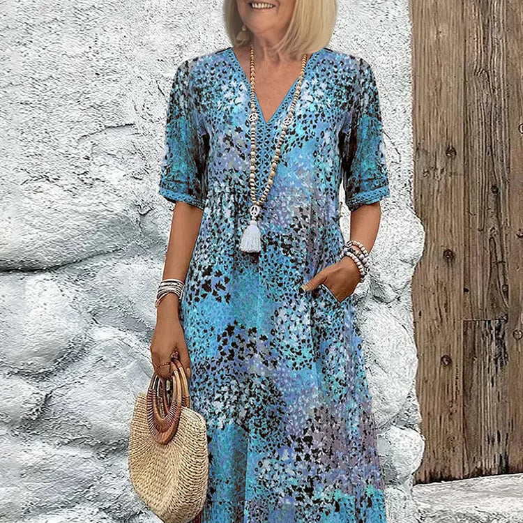 Dorina | V-Neck Dress with Print