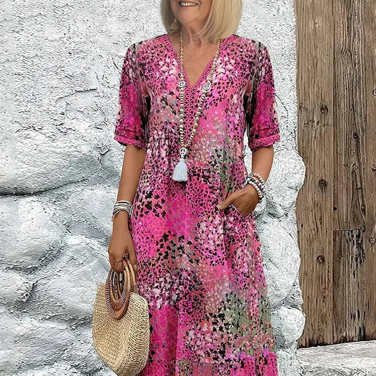 Dorina | V-Neck Dress with Print