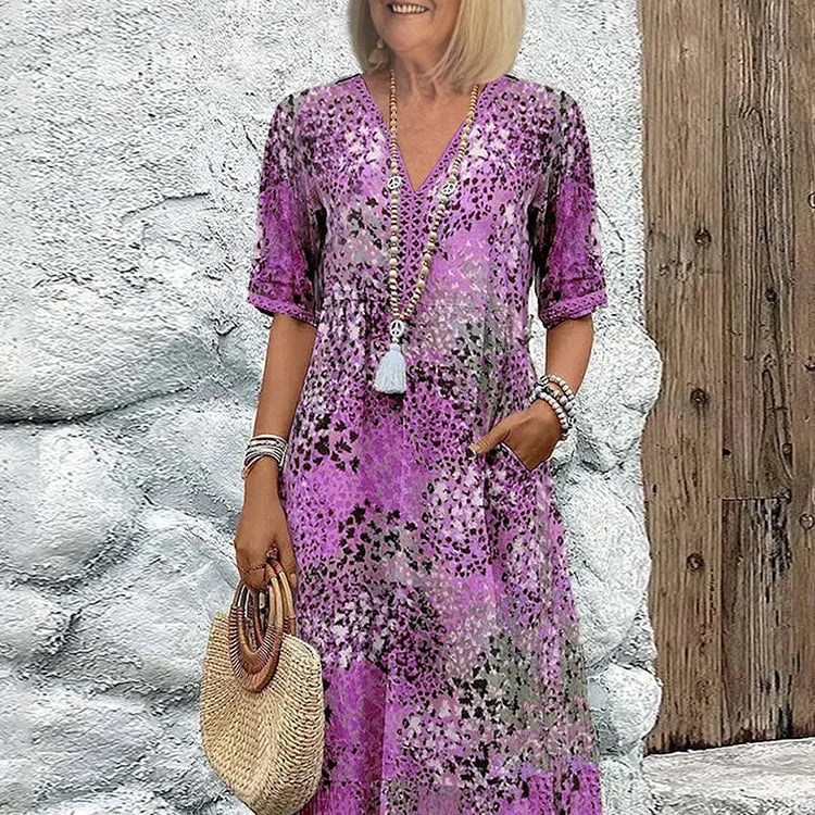 Dorina | V-Neck Dress with Print