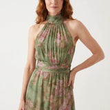 Sarah - Elegant Floral Halter Maxi Dress