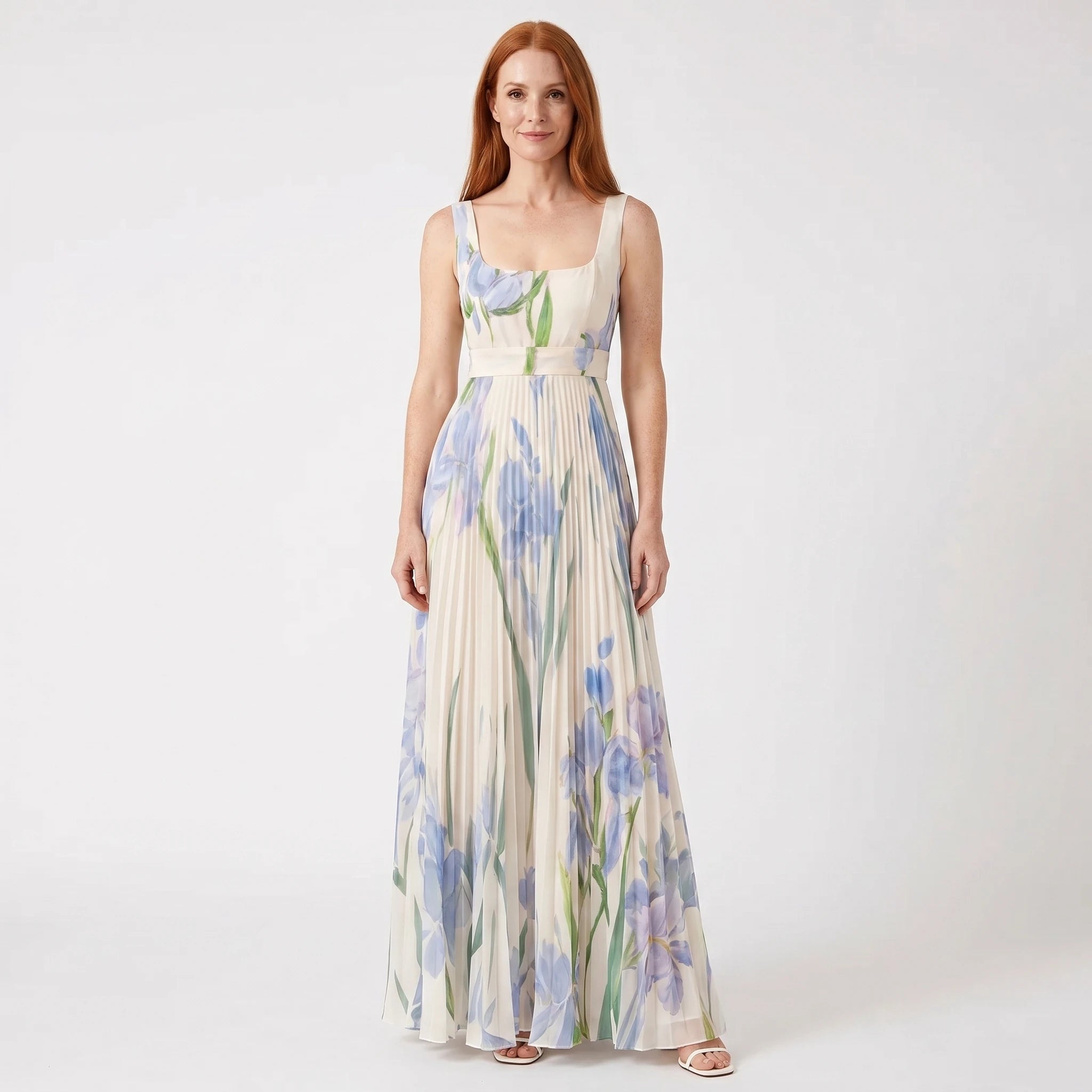 Lucy - Elegant Floral Maxi Dress with Pleated Silhouette