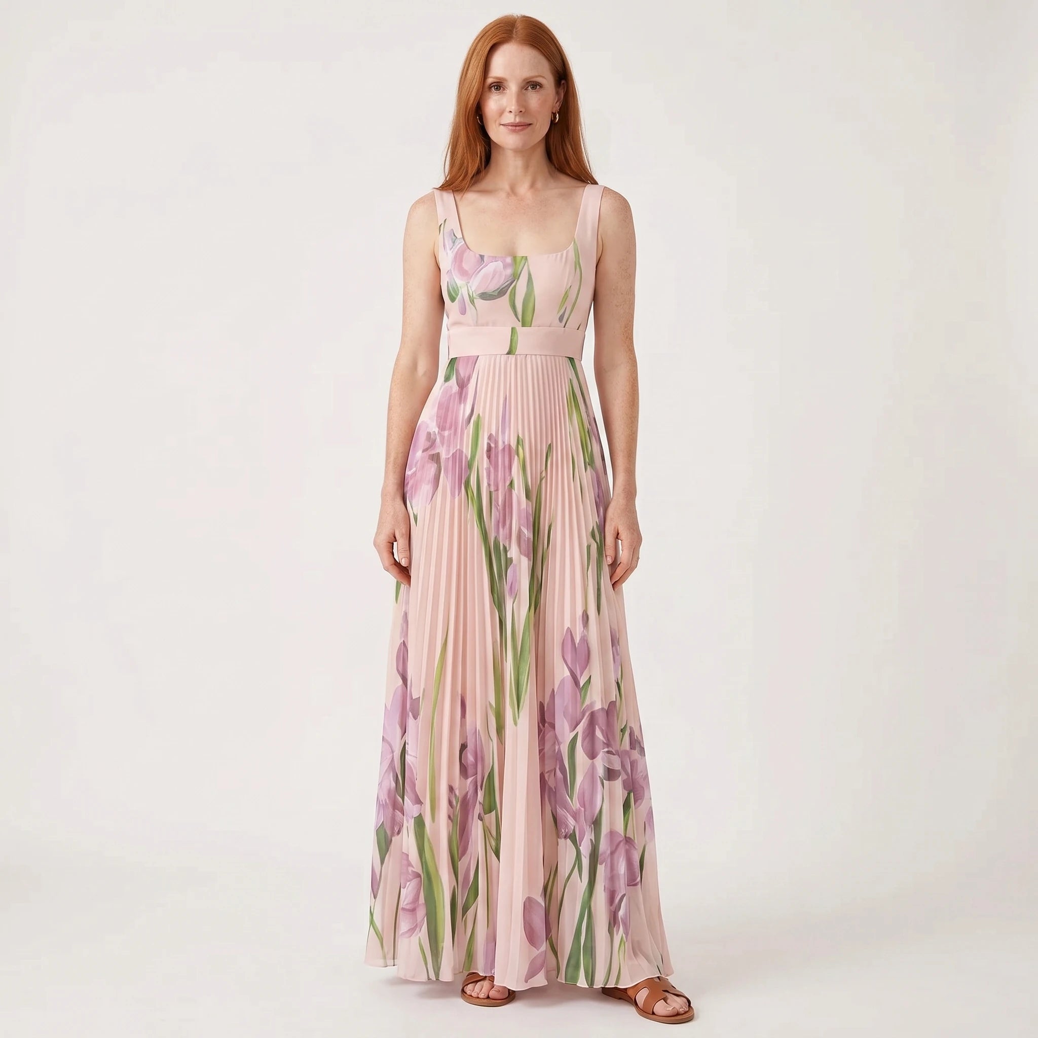 Lucy - Elegant Floral Maxi Dress with Pleated Silhouette