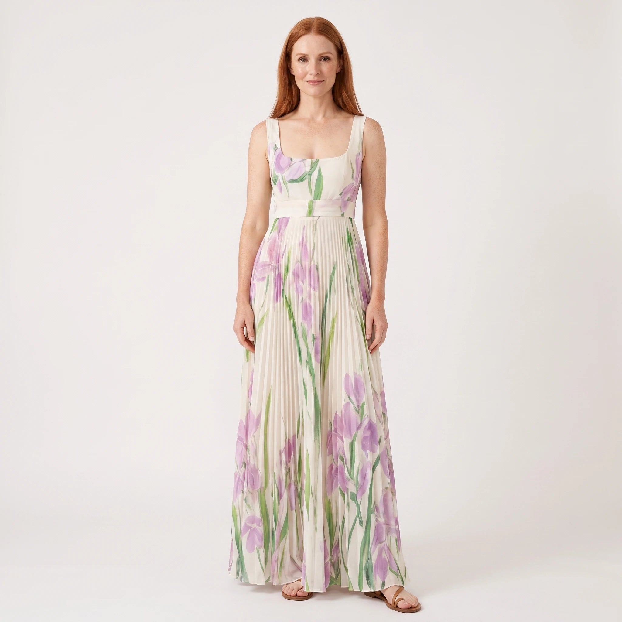 Lucy - Elegant Floral Maxi Dress with Pleated Silhouette