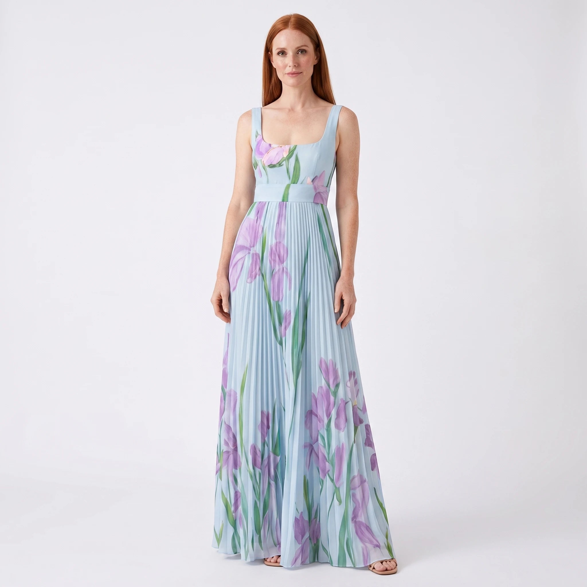 Lucy - Elegant Floral Maxi Dress with Pleated Silhouette