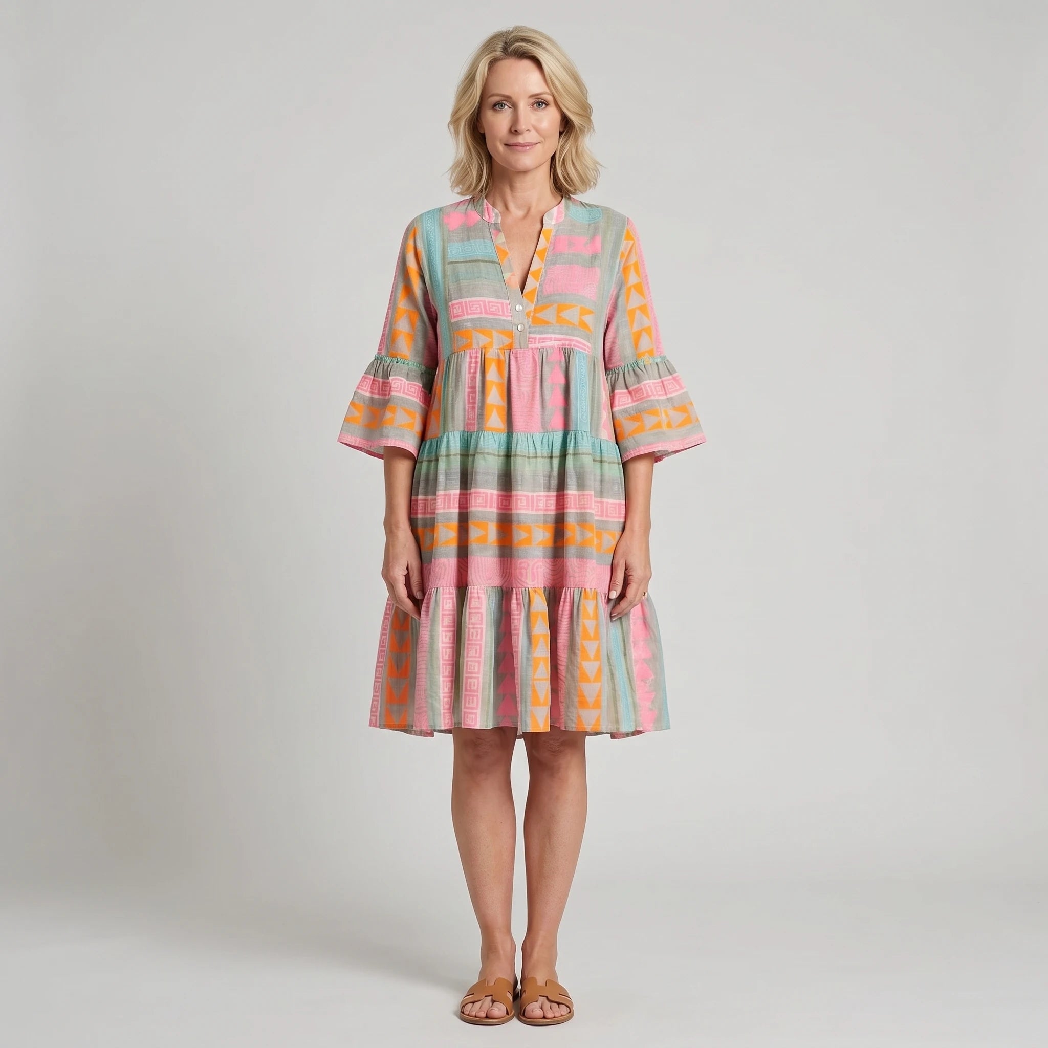 Millie - Vibrant Midi Dress with Airy Comfort