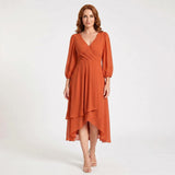 Charlotte - Elegant Dress with Asymmetric Hem and Flowing Sleeves