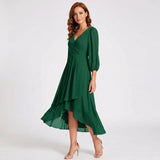 Charlotte - Elegant Dress with Asymmetric Hem and Flowing Sleeves