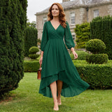 Charlotte - Elegant Dress with Asymmetric Hem and Flowing Sleeves
