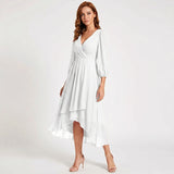 Charlotte - Elegant Dress with Asymmetric Hem and Flowing Sleeves