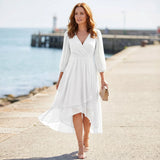 Charlotte - Elegant Dress with Asymmetric Hem and Flowing Sleeves