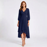 Charlotte - Elegant Dress with Asymmetric Hem and Flowing Sleeves