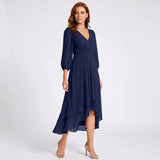 Charlotte - Elegant Dress with Asymmetric Hem and Flowing Sleeves