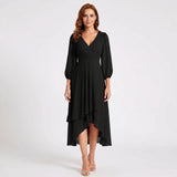 Charlotte - Elegant Dress with Asymmetric Hem and Flowing Sleeves