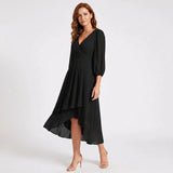 Charlotte - Elegant Dress with Asymmetric Hem and Flowing Sleeves