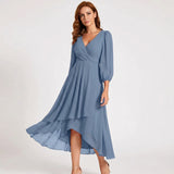 Charlotte - Elegant Dress with Asymmetric Hem and Flowing Sleeves