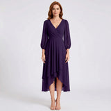 Charlotte - Elegant Dress with Asymmetric Hem and Flowing Sleeves