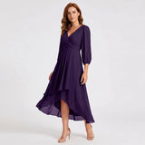 Charlotte - Elegant Dress with Asymmetric Hem and Flowing Sleeves