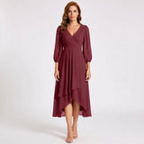 Charlotte - Elegant Dress with Asymmetric Hem and Flowing Sleeves