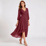 Charlotte - Elegant Dress with Asymmetric Hem and Flowing Sleeves