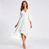 Charlotte - Elegant Dress with Asymmetric Hem and Flowing Sleeves