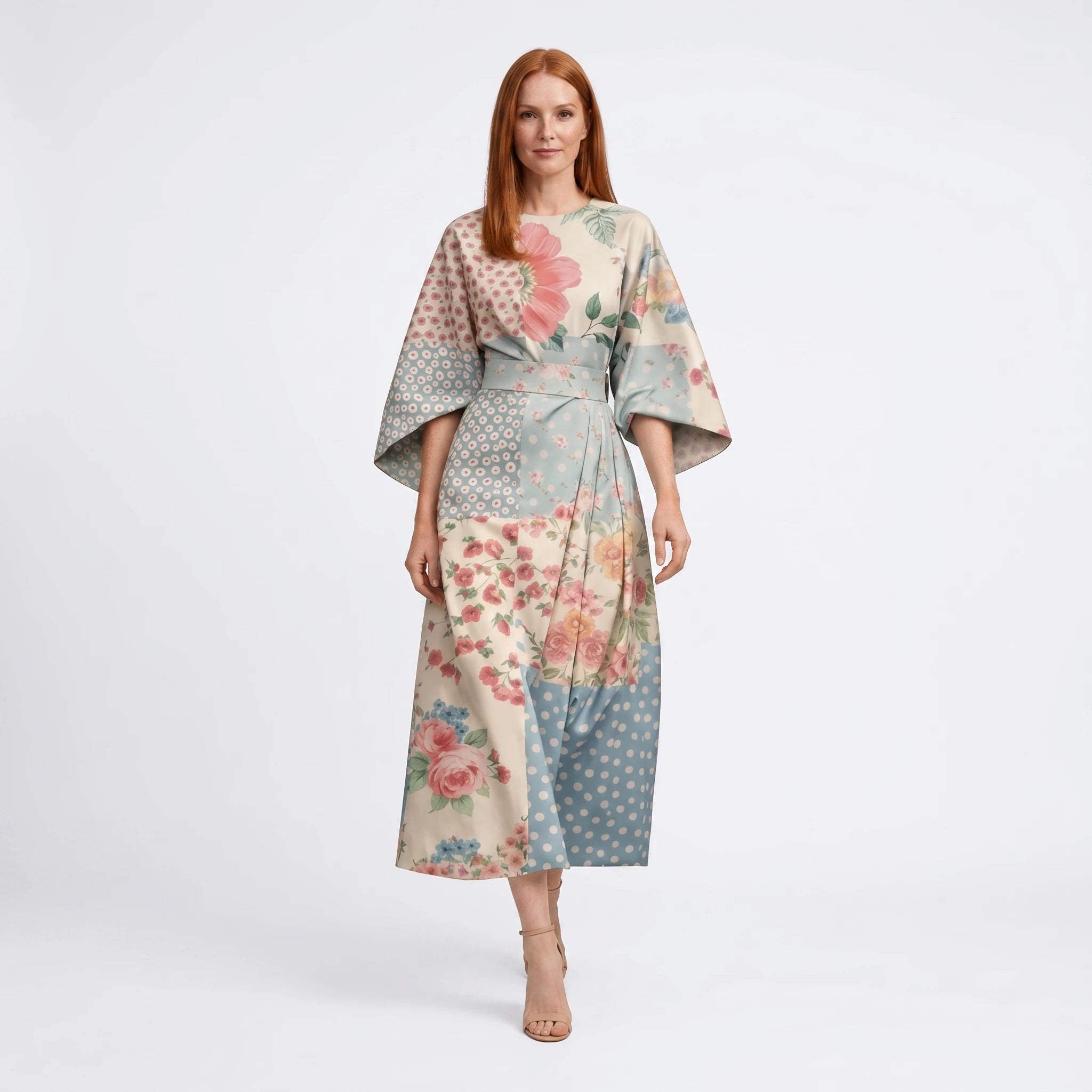 Alice - Floral Midi Dress with Sculpted Waist